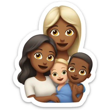 Mom and 3 babies sticker