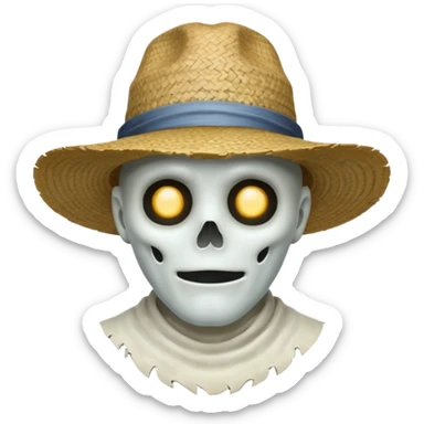ghost farmer portrait, head and shoulders only, straw hat, spooky pale face, cracked skin, haunted vibe, 3D cartoon, mobile game icon style, clean background, no text, no watermark
 
 sticker