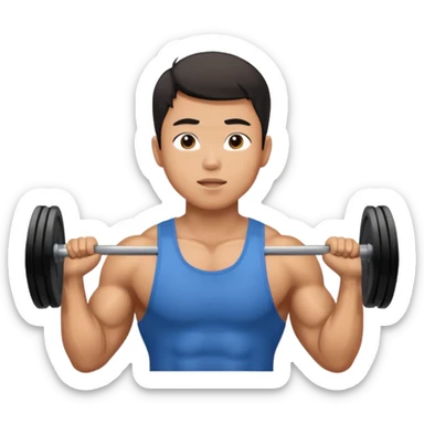 The young Asian guy is working out in gym sticker