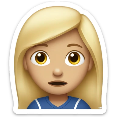 crying girl with blonde hair holding a football sticker
