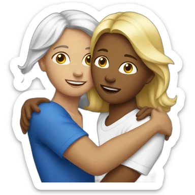 two White women With haïr brown have a Hug to réconfort them  sticker