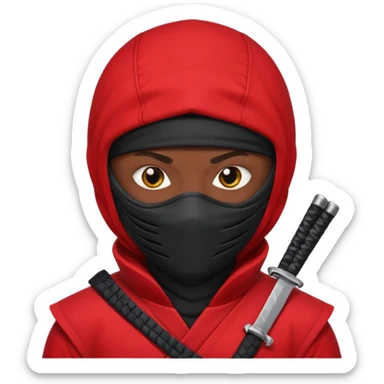 black skin ninja red clothes white background sticker
