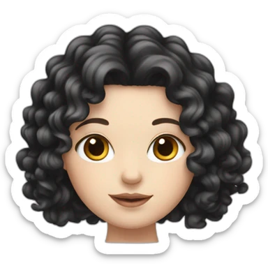 white girl with long black curly  sticker