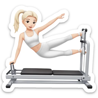  Girl in white playing pilates on pilates machine sticker