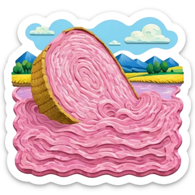 van gogh slop style pink SPAM art landscape sticker