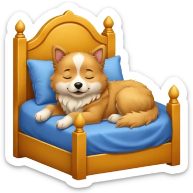 dog sleeping in a bed sticker