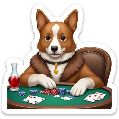 Poker playing dog sticker
