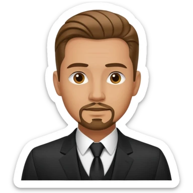 a man with great jawline , slicked back hair , goatee on his face sticker