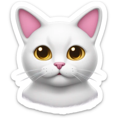Gato blanco con moño rosado  sticker