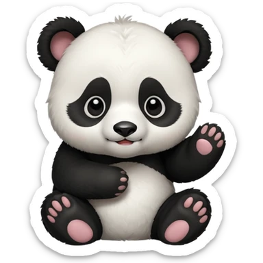Panda cub slapping there four head sticker
