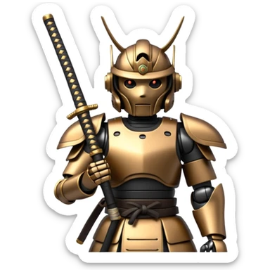 Samurai Robot with a sword in  it hand   sticker