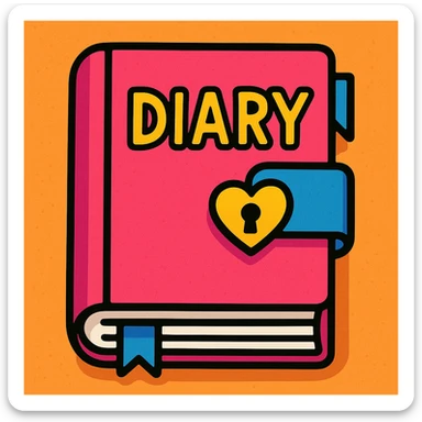 a diary, vibrant toon style, bold lines and bright colors sticker