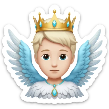 an angel with a cyan crown on his head, 4 wings sticker