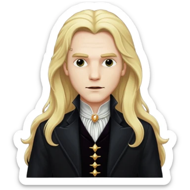 Lestat de Lioncourt with white skin, long blonde hair, black outfit sticker