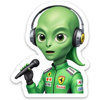 Un alien pilote Ferrari qui chante smooth operator sticker