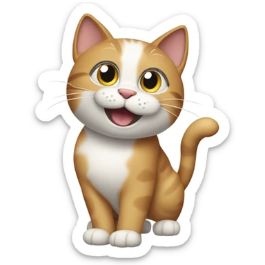 Cat waving sticker