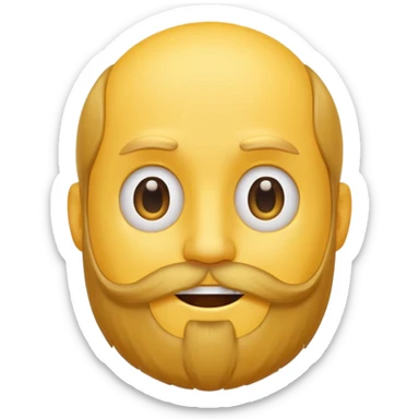 A yellow smiley emoji with a beard on top of his head sticker
