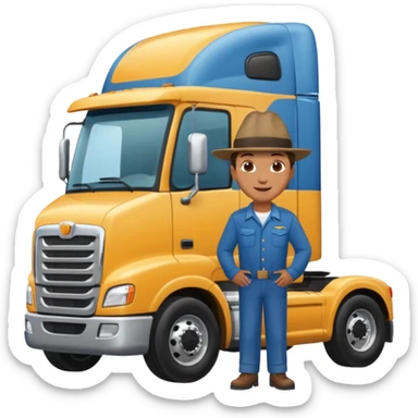 Kamyon şoförü Yarı Kamyon Karikatür çizimi kamyon yan dursun şoför de dışarda yanında olsun sticker