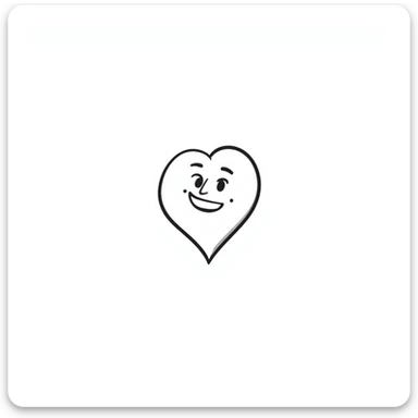 hand-drawn doodle of a heart with a smiling face sticker