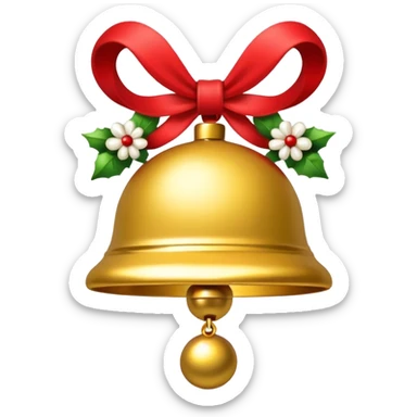 cute jingle bell with red and white rope and floral decoratons sticker