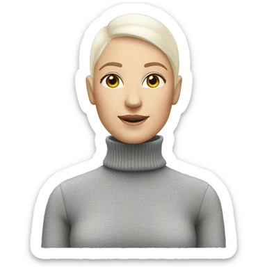 White bald woman turtleneck sticker