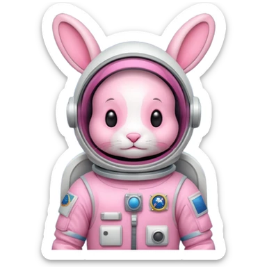 pink rabbit with astronaut costume sticker