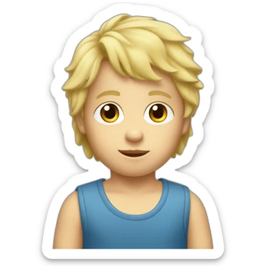 Toddler boy with blonde mullet hair sticker