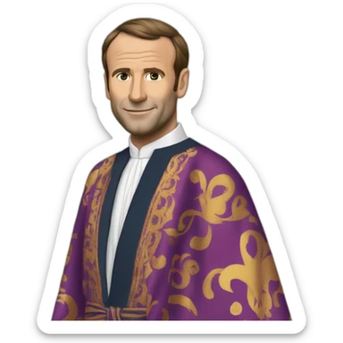 macron portant un caftan sticker