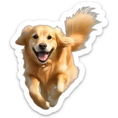 golden retriever running after frisbee sticker