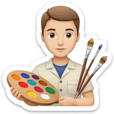 artist with palette and paintbrushes sticker