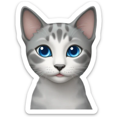 gray female cat blue eyes sticker