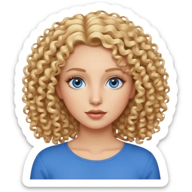 blondynka krecone wlosy i niebieskie oczy obrysowane usta na jasny braz sticker