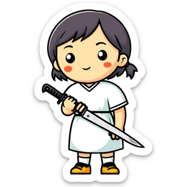 A blind girl holding a knife ￼ sticker