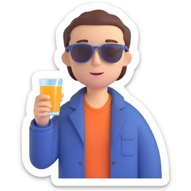 university scholar in sunglasses, drinking, casual academic style sticker