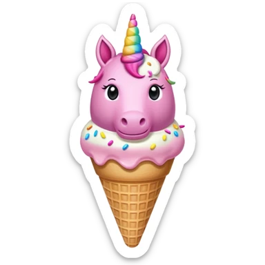 An ice cream with a pink unicorn  sticker