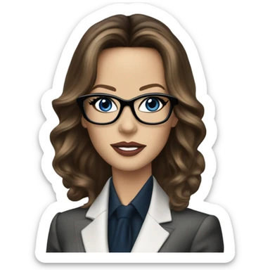 Realistic classy photo Kate Beckinsale blue eyes wearing glasses in a business meeting high fashion  sticker