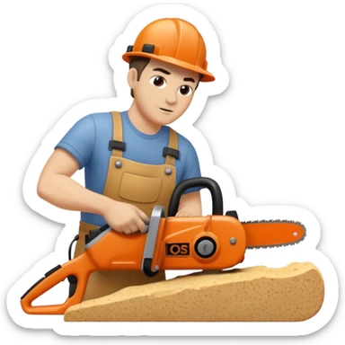 Sculptor with chainsaw sticker