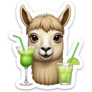 Llama with a margarita sticker
