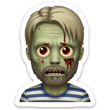 zombie in stripe  men long hair & bearded sticker