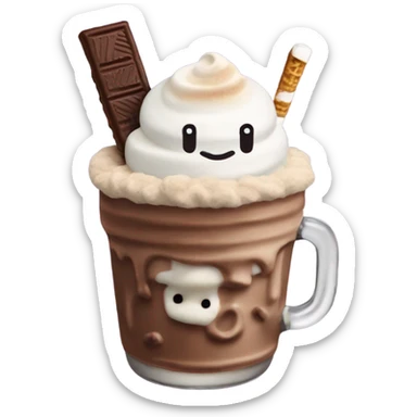 mint chocolate chip milkshake topped with a toasted marshmallow, chocolate covered pretzel, chocolate s’more, and a s’mores cookie sticker