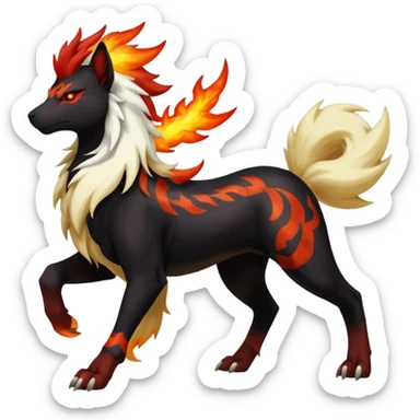 Shiny Exotic Gothic Rapidash-Houndoom-Arcanine-Pokémon-Fakémon-hybrid-creature sticker