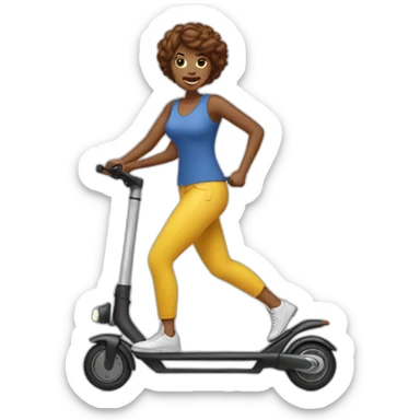 women throwing electric scooter sticker
