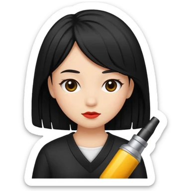 black shot hair girl sticker