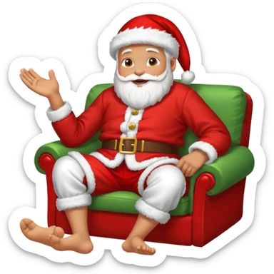 Father Christmas with his feet up and jacket off, resting after completing his deliveries  sticker