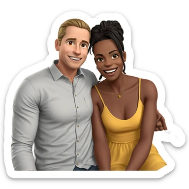 couple enjoying a car ride sticker