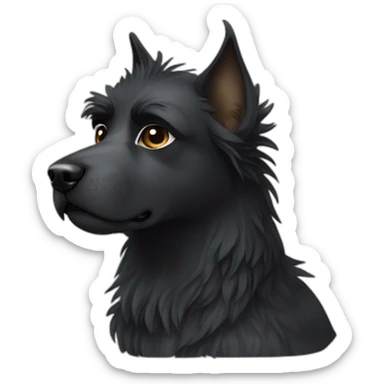 black griffon dog with really not much white hairs only under mouth and on eyebrows sticker