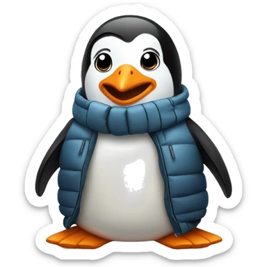 Penguin wearing a puffer coat  sticker