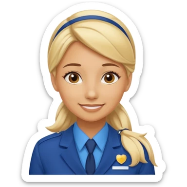 female flight attendant hugging sticker