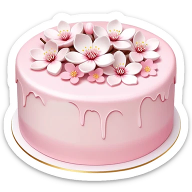 Cute Pastel pink and white Cherry Blossom Sakura Cake sticker