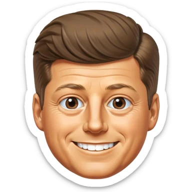 John F Kennedy, 35th president of the United States, with his iconic hairstyle and charming smile sticker